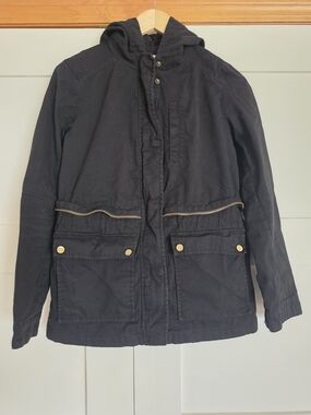 Celebrity Pink Black Hooded Utility Jacket with Gold Hardware